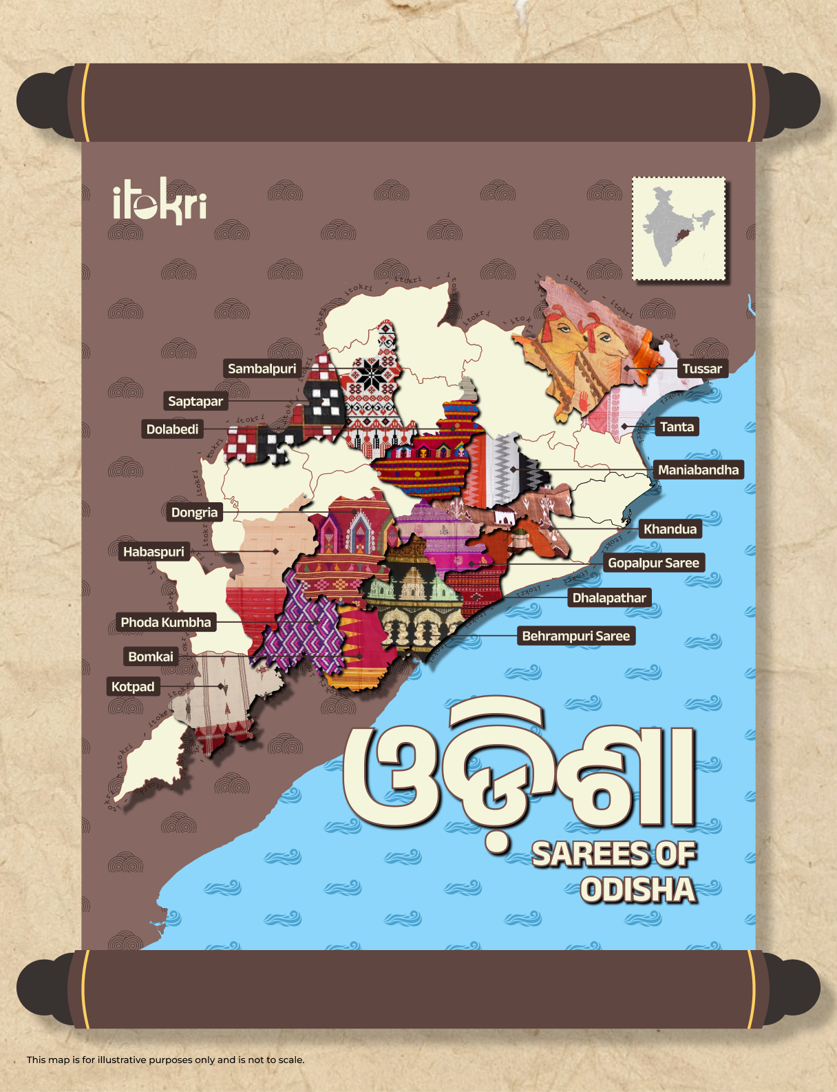 Itokri, Sarees of Odisha map poster