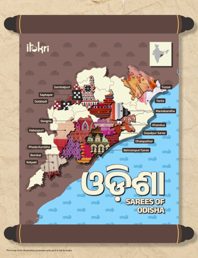 Itokri, Sarees of Odisha map poster